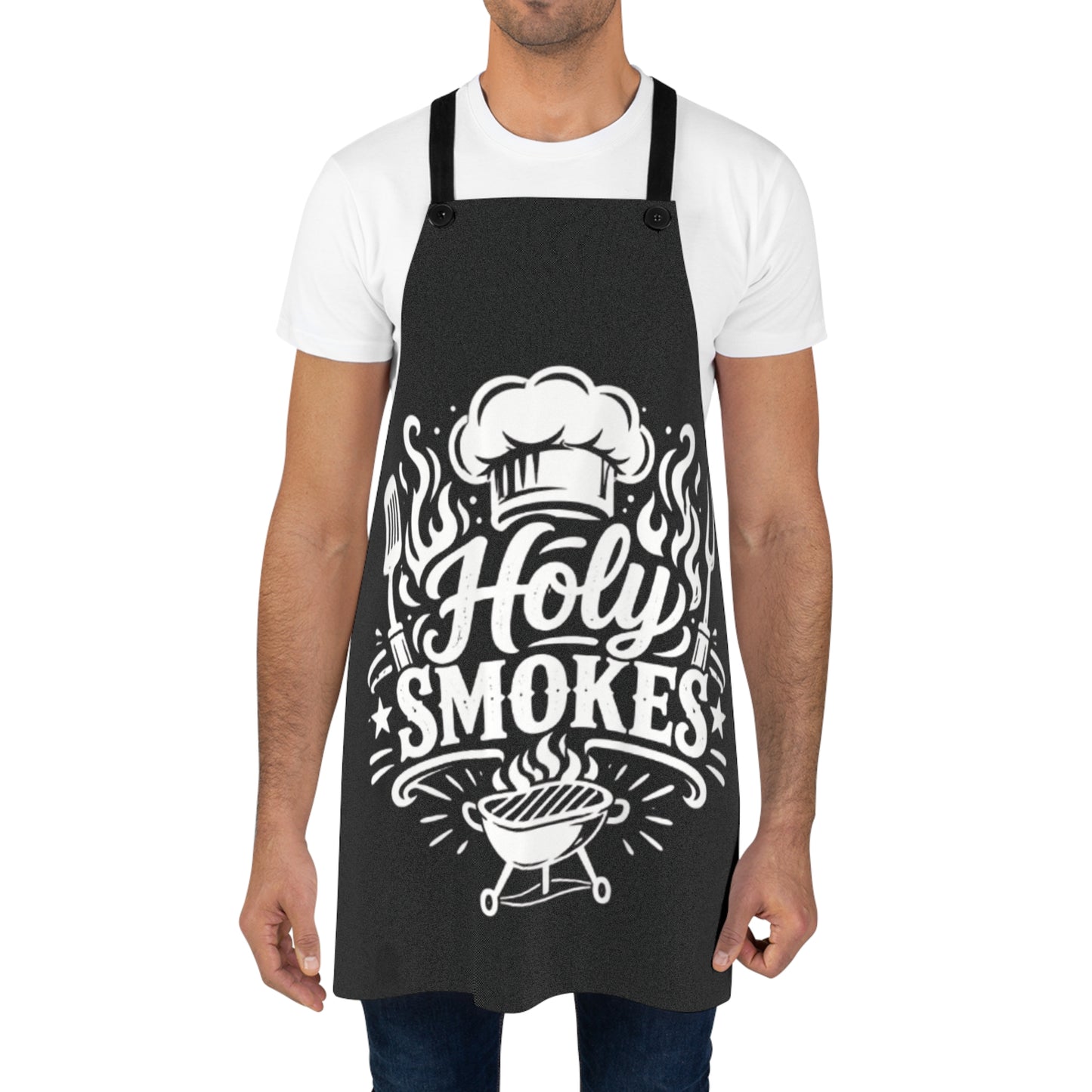 Apron — “Holy Smokes” BBQ Chef Apron (Grill Master Gift)