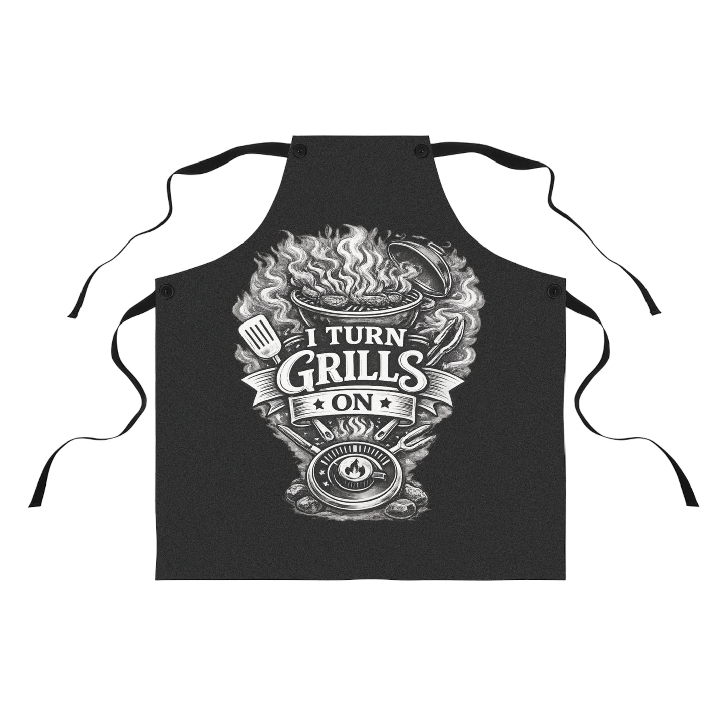Grillmaster Apron — "I Turn Grills On" BBQ cooking apron for dads & grilling enthusiasts