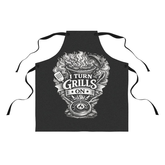 Grillmaster Apron — "I Turn Grills On" BBQ cooking apron for dads & grilling enthusiasts