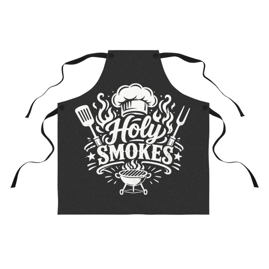 Apron — “Holy Smokes” BBQ Chef Apron (Grill Master Gift)