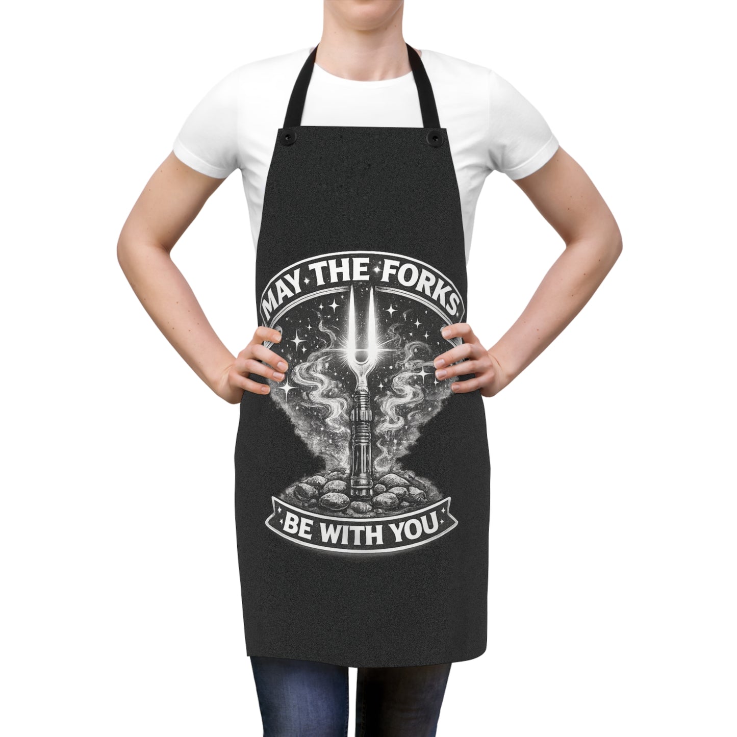 Apron — "May the Forks Be With You" Chef Apron (Funny Star Wars Kitchen Gift)