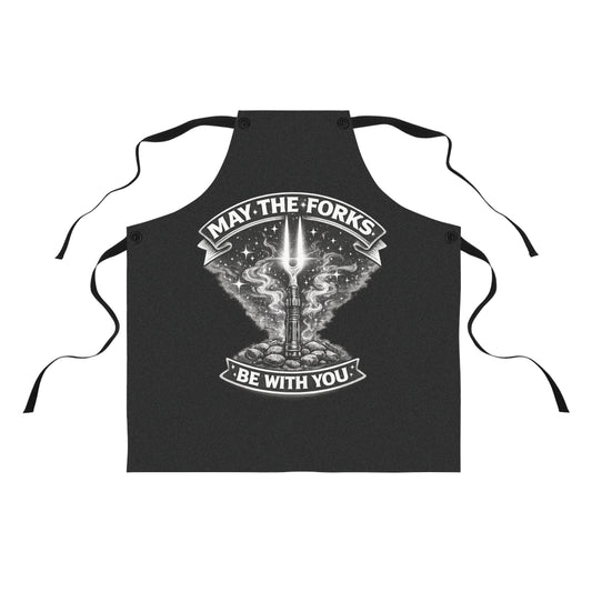 Apron — "May the Forks Be With You" Chef Apron (Funny Star Wars Kitchen Gift)