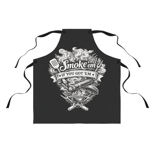 BBQ Grill Apron — “Smoke ’Em If You Got ’Em” Graphic Cooking Apron