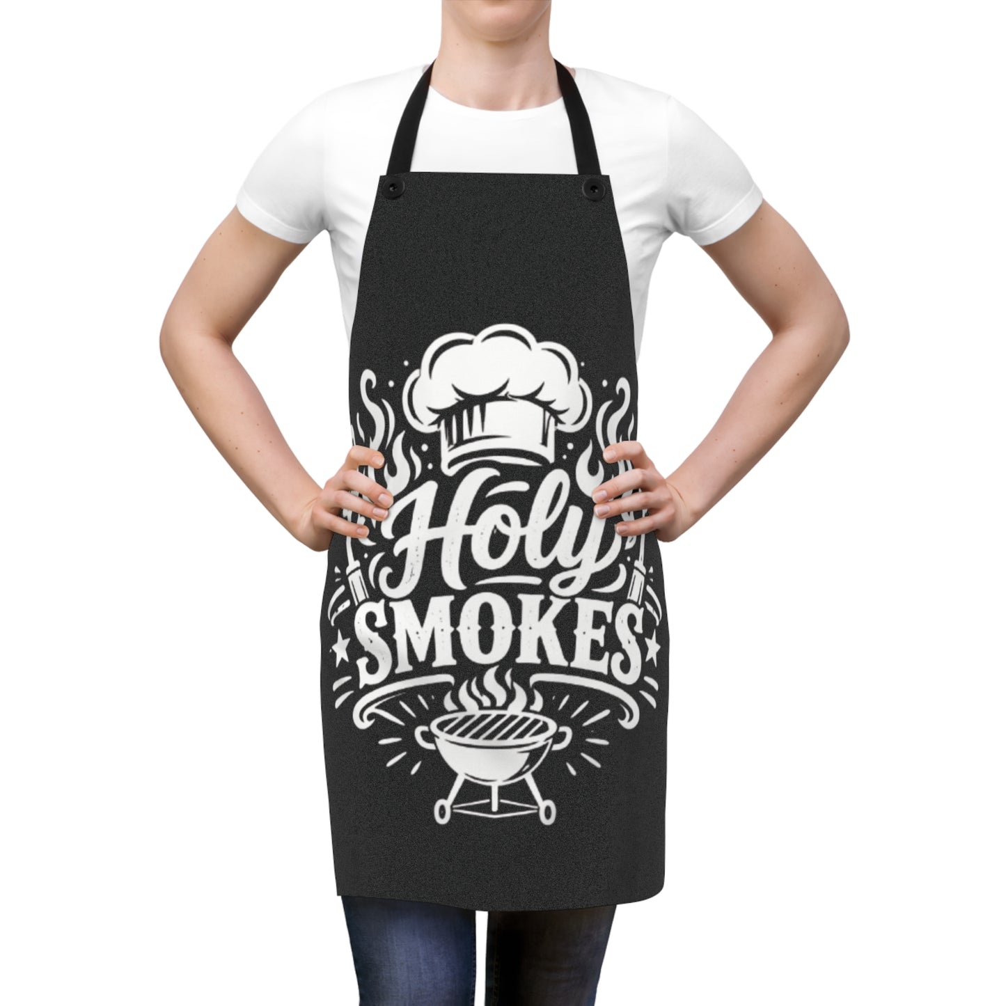 Apron — “Holy Smokes” BBQ Chef Apron (Grill Master Gift)
